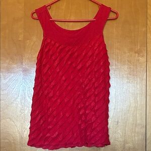 Red Textured Tank Top